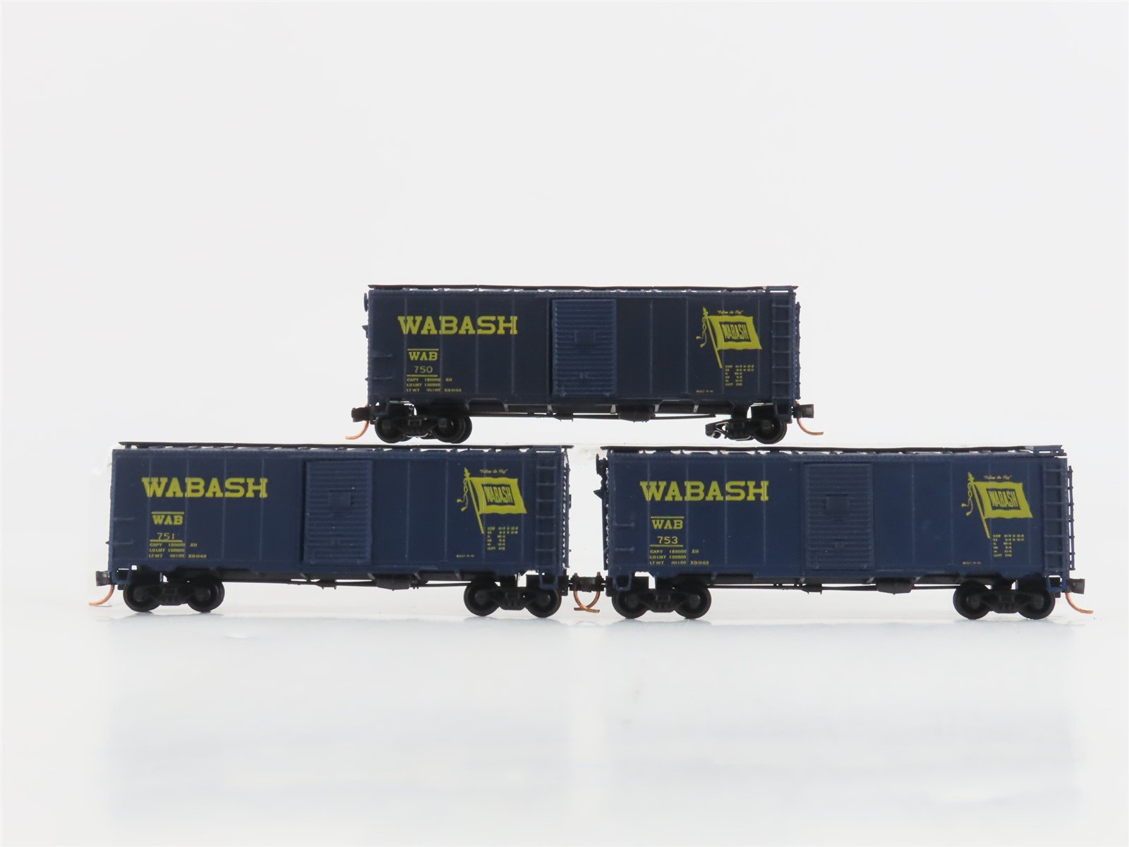 LOT of 3 N Scale InterMountain WAB Wabash Railroad Single Door Box Cars