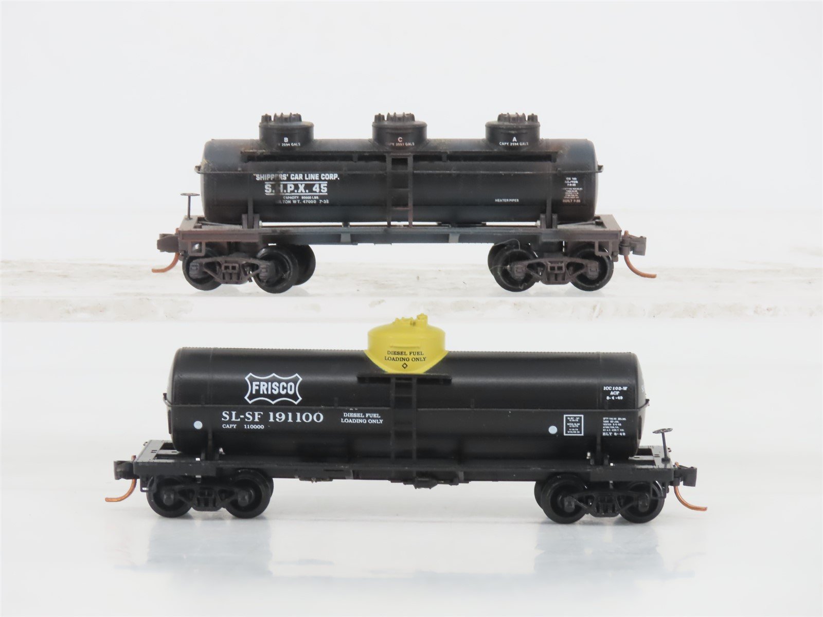 LOT of 2 N Micro-Trains MTL SL-SF Frisco / SHPX Shippers Car Line Tank Cars