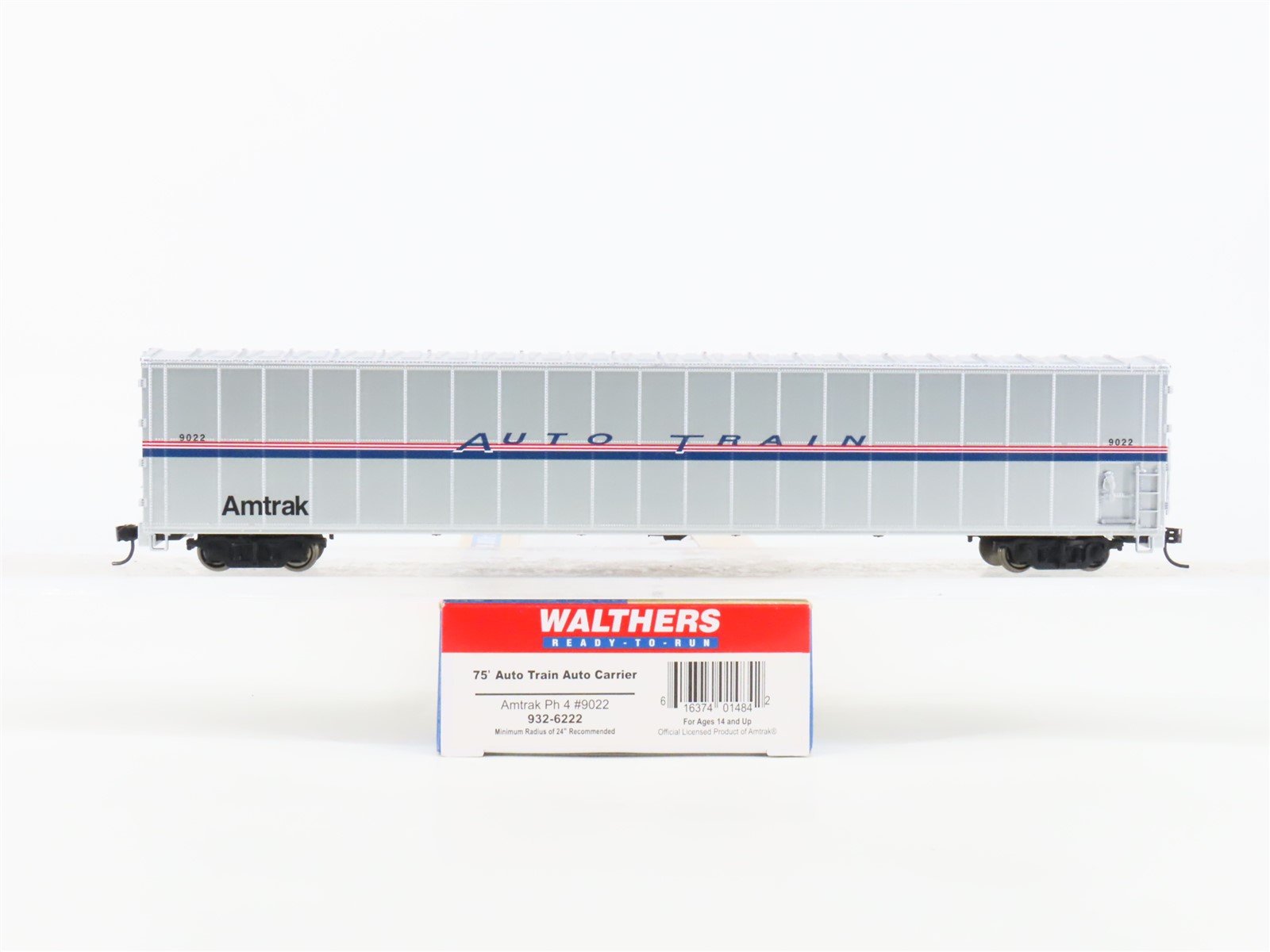 HO Scale Walthers 932-6222 Amtrak Phase 4 75' Auto Train Auto Carrier #9022
