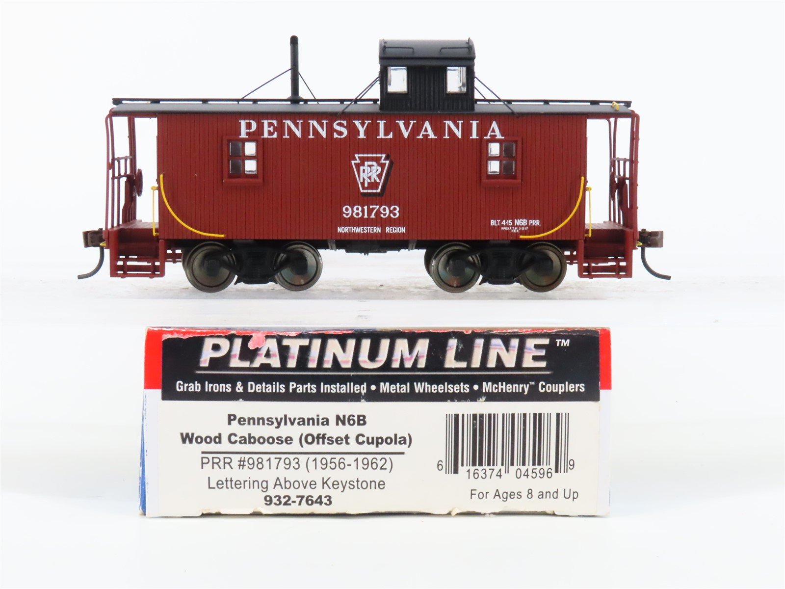 HO Scale Walthers Platinum Line 932-7643 PRR Pennsylvania Wood Caboose #981793