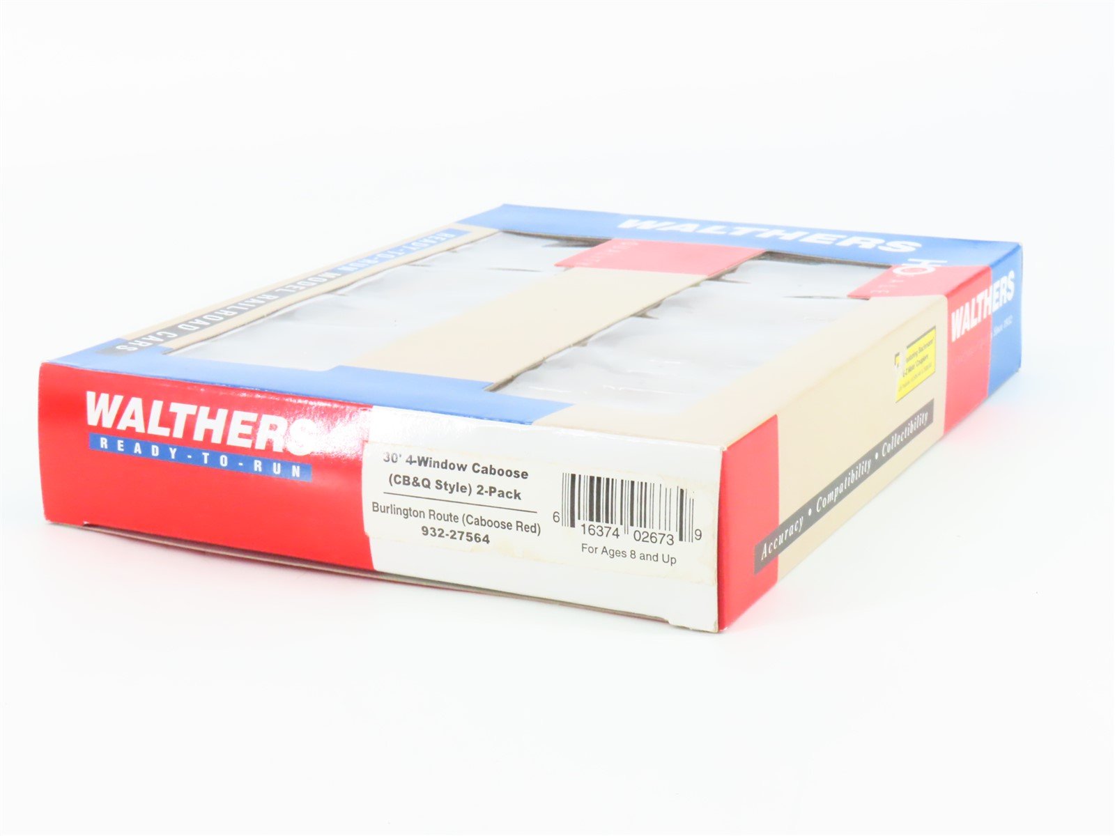 HO Scale Walthers 932-27564 CB&Q Burlington Route 30' 4-Window Caboose 2-Pack