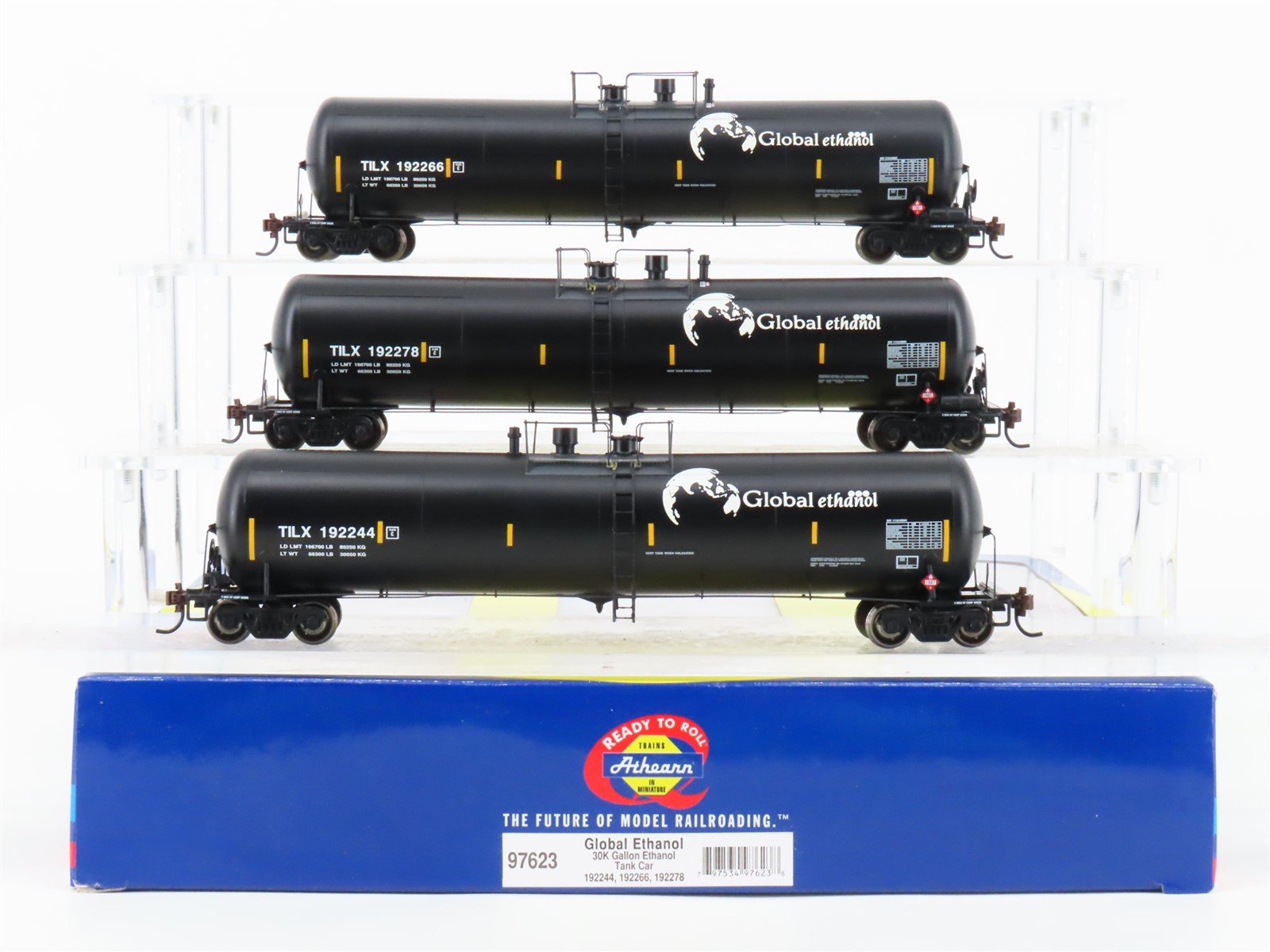 HO Scale Athearn 97623 TILX GLobal Ethanol 30K Gallon Tank Car 3-Pack