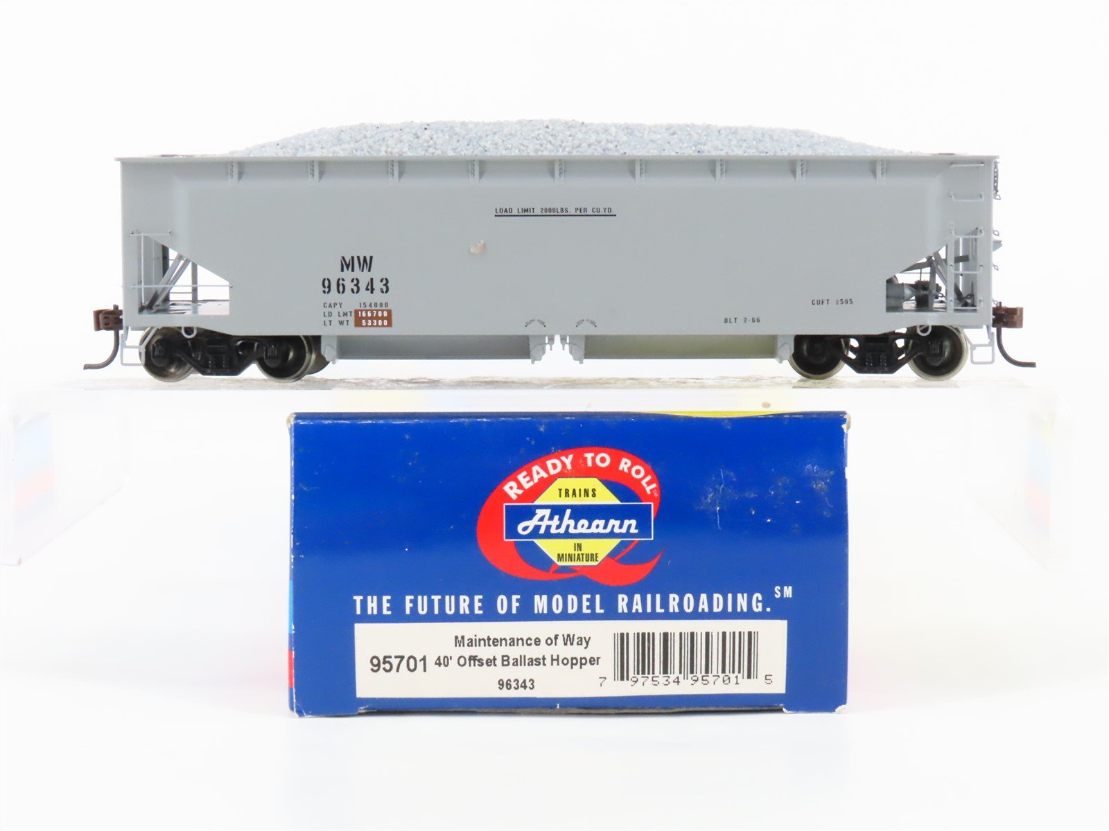 HO Scale Athearn 95701 MW Maintenance of Way 40' Offset Ballast Hopper #96343