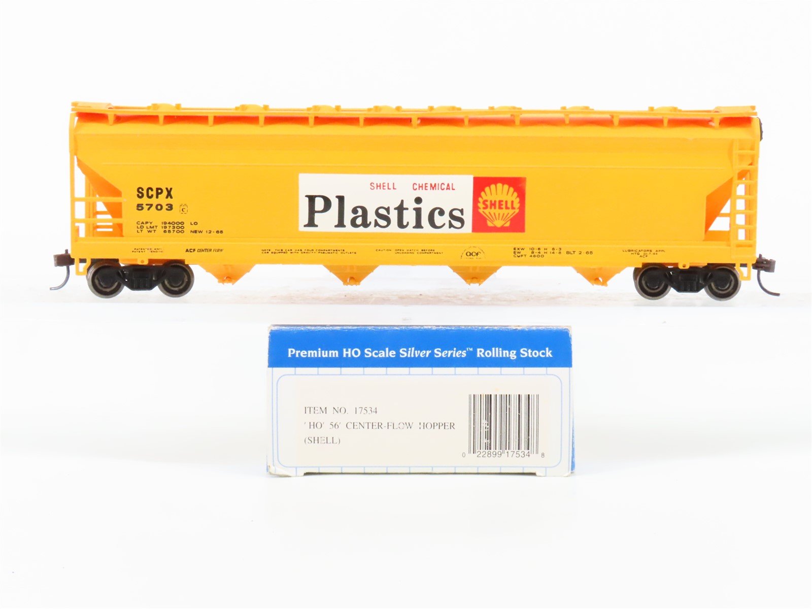 HO Scale Bachmann Silver Series 17534 SCPX Shell 4-Bay Covered Hopper #5703