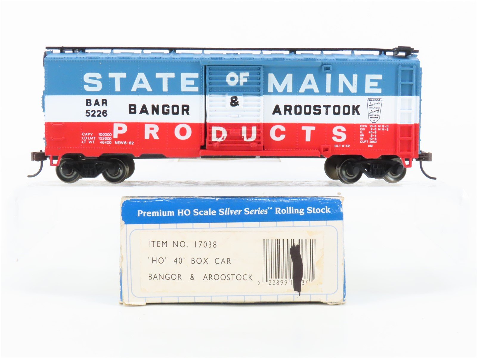 HO Scale Bachmann Silver Series 17038 BAR State Of Maine 40' Box Car #5226