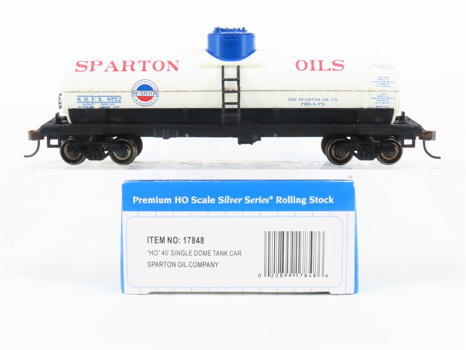 HO Scale Bachmann Silver Series 17848 SHPX Sparton Oils 40' Tank Car #8752