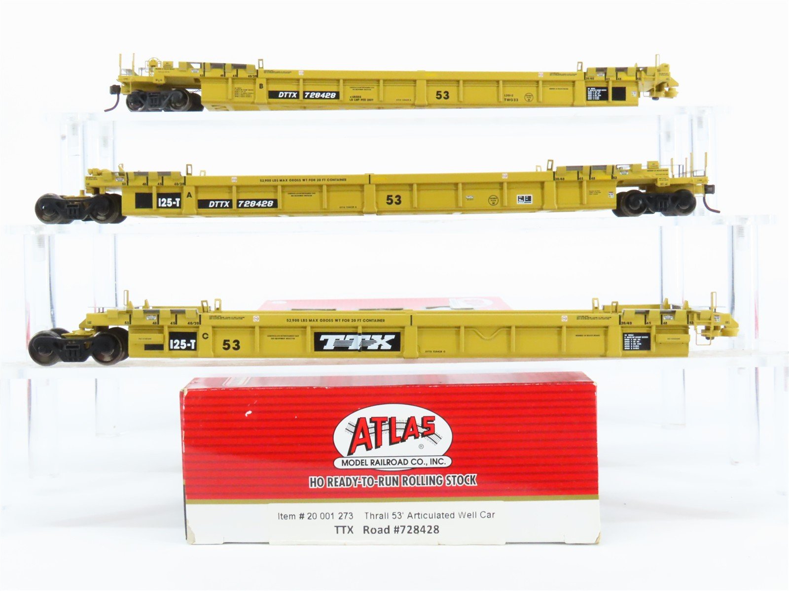 HO Scale Atlas 20001273 DTTX 53' Articulated Well 3-Piece Car #728428
