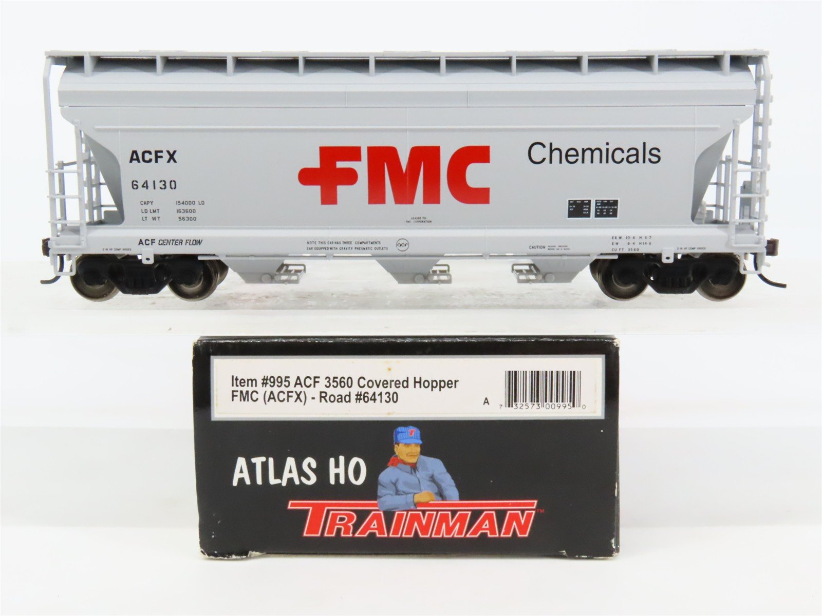 HO Scale Atlas 995 ACFX FMC Chemicals ACF 3560 Covered Hopper #64130