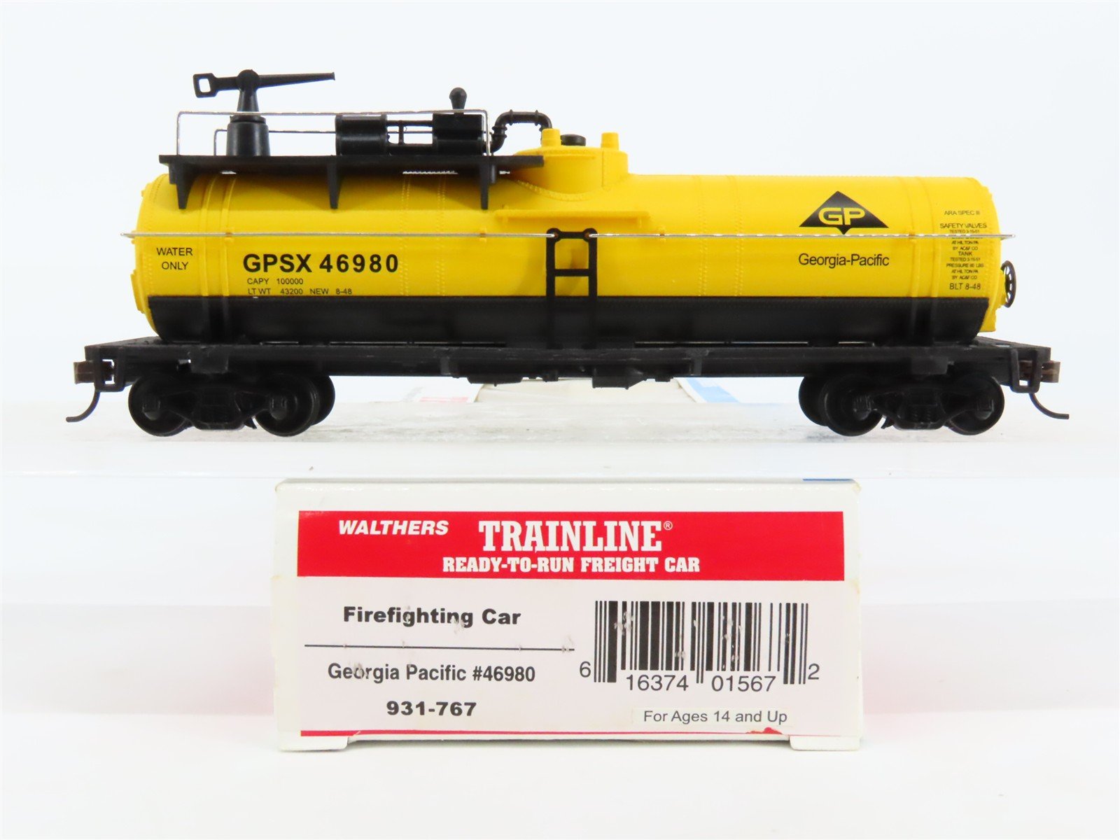 HO Scale Walthers 931-767 GPSX Georgia Pacific Firefighting Tankcar #46980