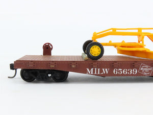 HO Scale Athearn 1407 MILW Milwaukee Road Flatcar #65639 w/Custom Grader Load
