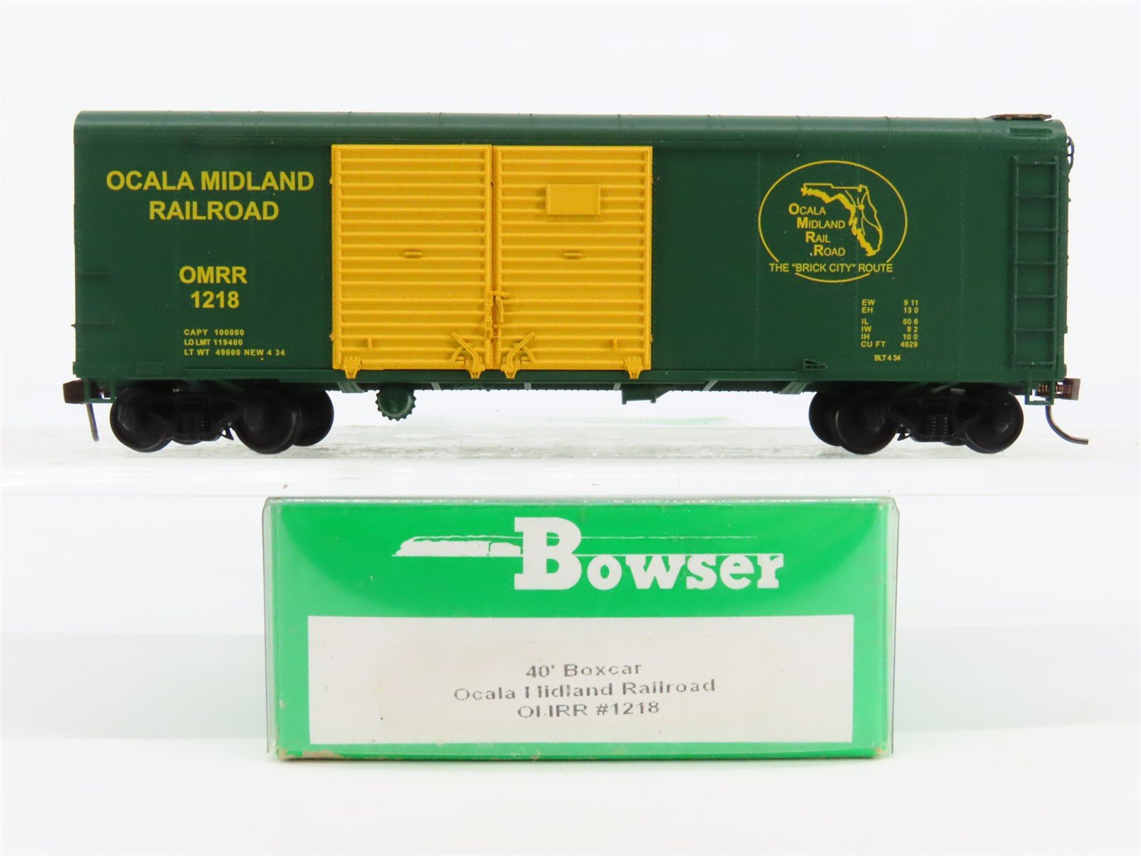 HO Scale Bowser OMRR Ocala Midland 40' Boxcar #1218