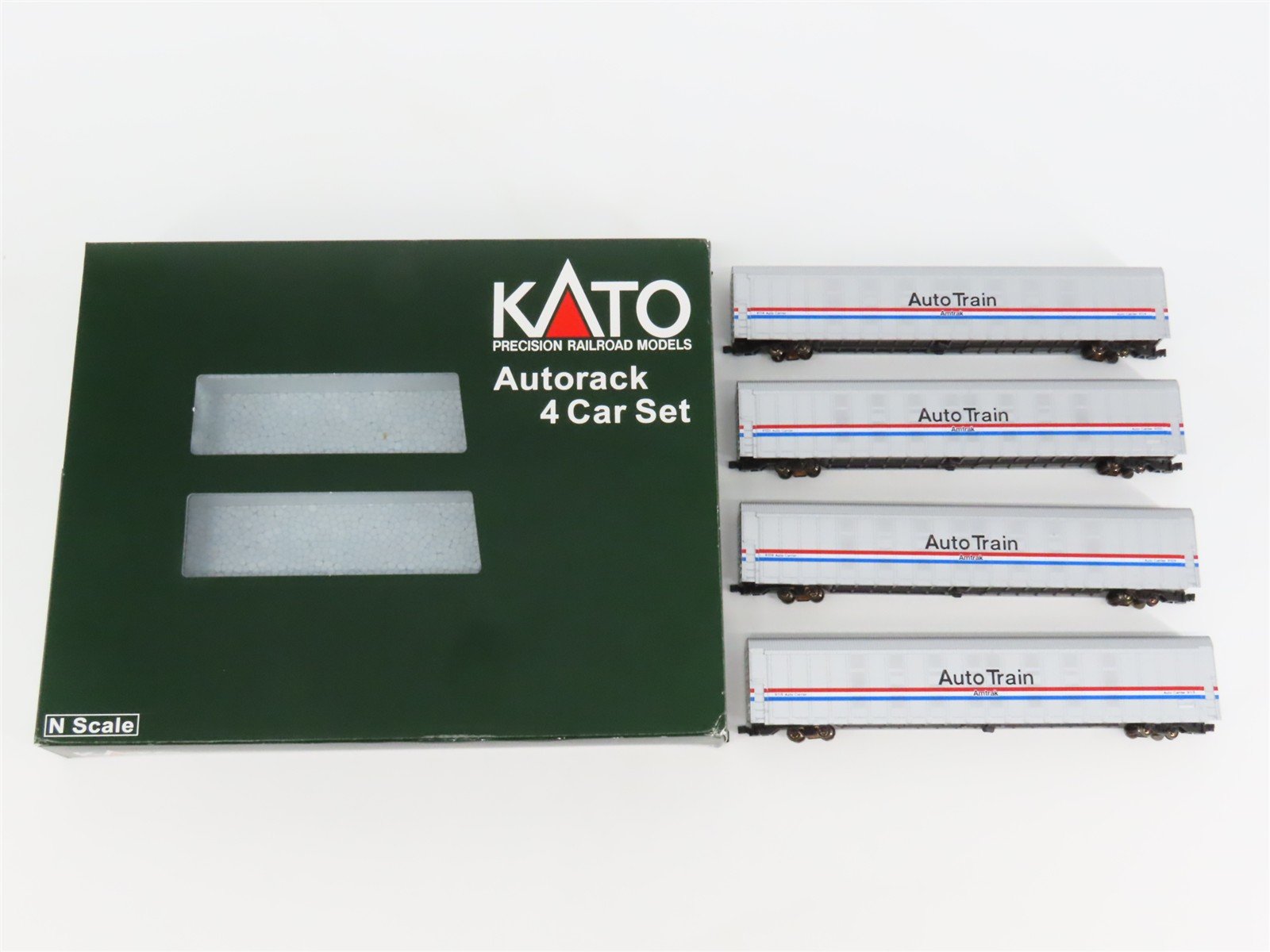 N KATO 106-5507 AMTK Amtrak AutoTrain Phase III Enclosed Autorack 4-Car Set #1