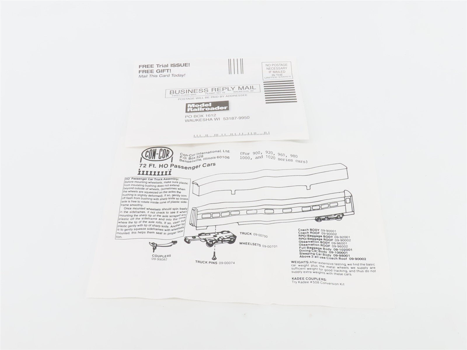 HO Scale Con-Cor Kit 0001-001020 Undecorated 72' Full Baggage Passenger Car