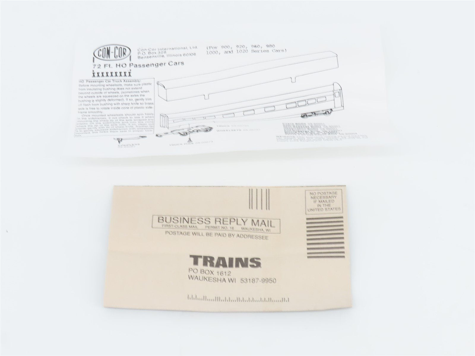 HO Scale Con-Cor Kit 0001-000920 Undecorated 72' RPO Passenger Car