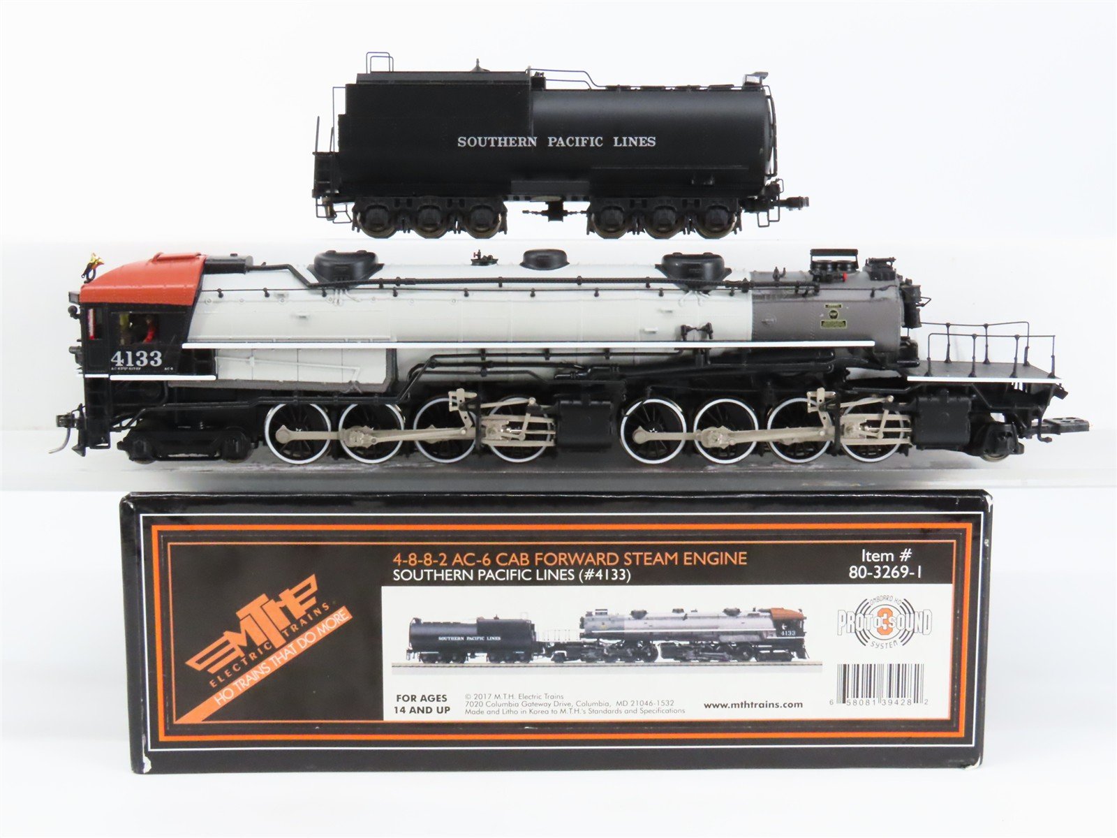 HO Scale MTH 80-3269-1 SP 4-8-8-2 AC-6 Cab Forward Steam #4133 - ProtoSound3