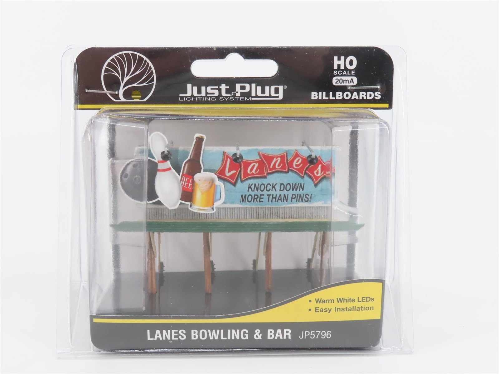 HO Scale Woodland Scenics Just Plug JP5796 Lanes Bowling & Bar Lighted Billboard