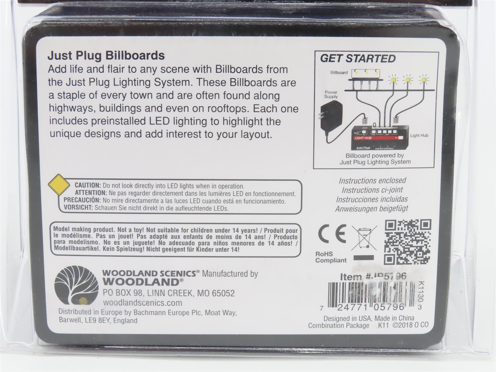 HO Scale Woodland Scenics Just Plug JP5796 Lanes Bowling & Bar Lighted Billboard