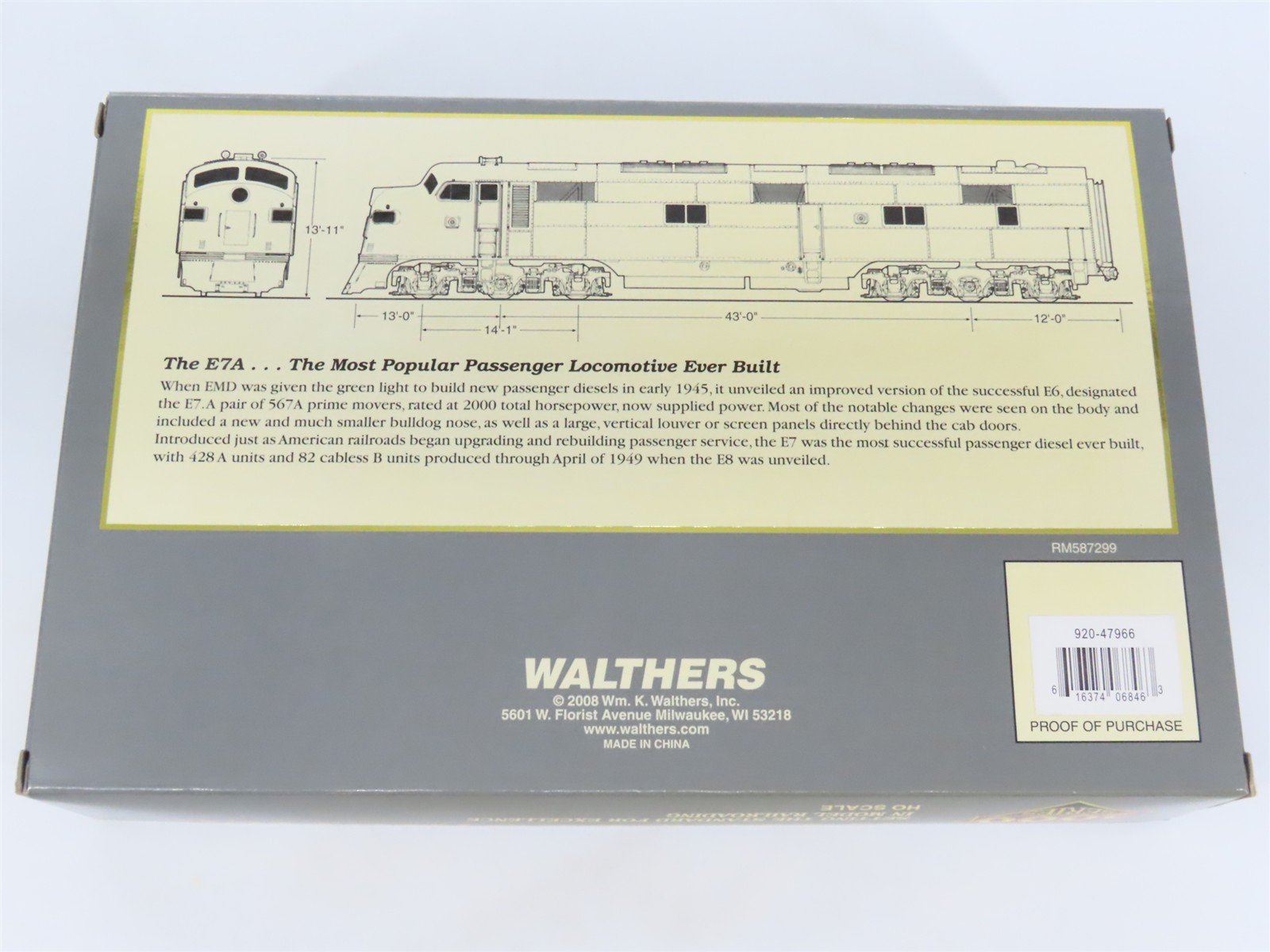 HO Scale Proto 2000 920-47966 SAL Seaboard Air Line E7A Diesel Loco #3045