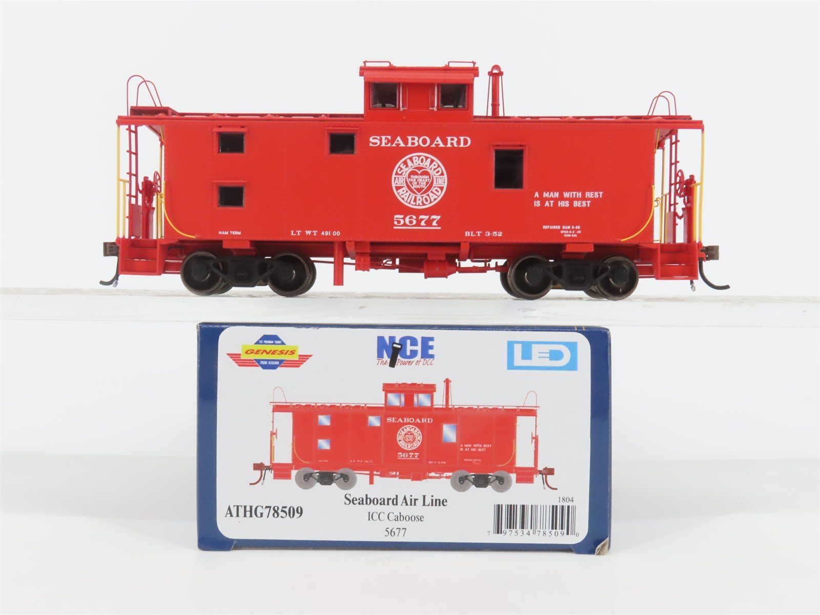 HO Scale Athearn Genesis ATHG78509 SAL Seaboard Air Line Caboose #5677 - Lighted