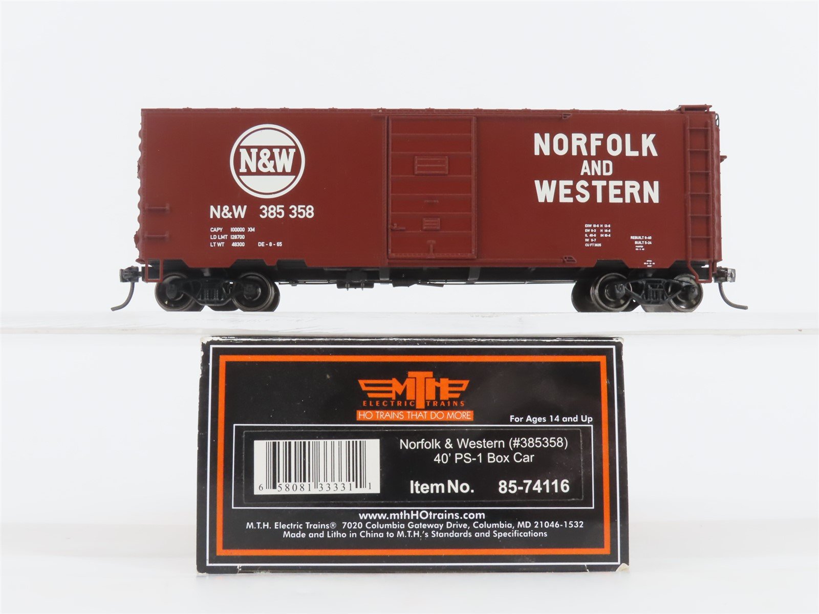 HO Scale MTH 85-74116 N&W Norfolk & Western 40' Single Door Box Car #385358