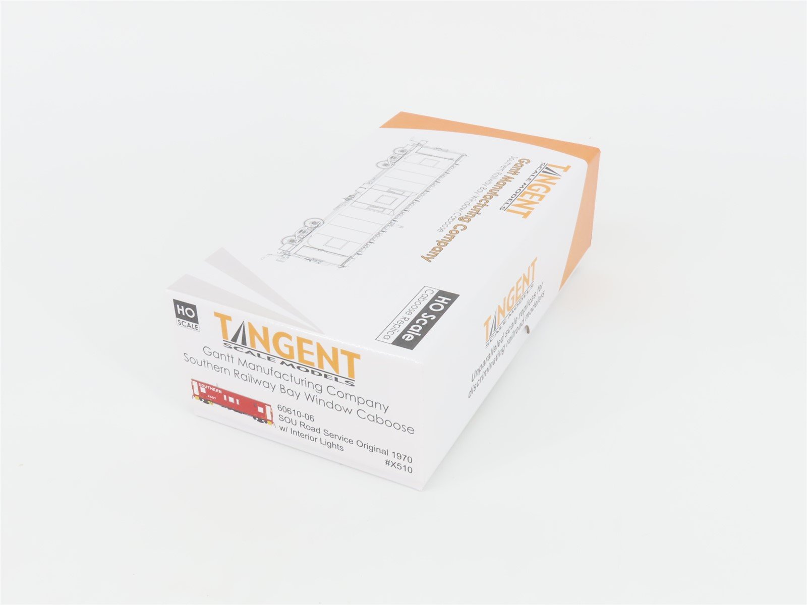 HO Scale Tangent 60610-06 SOU Southern Railway Bay Window Caboose #X510 w/Lights