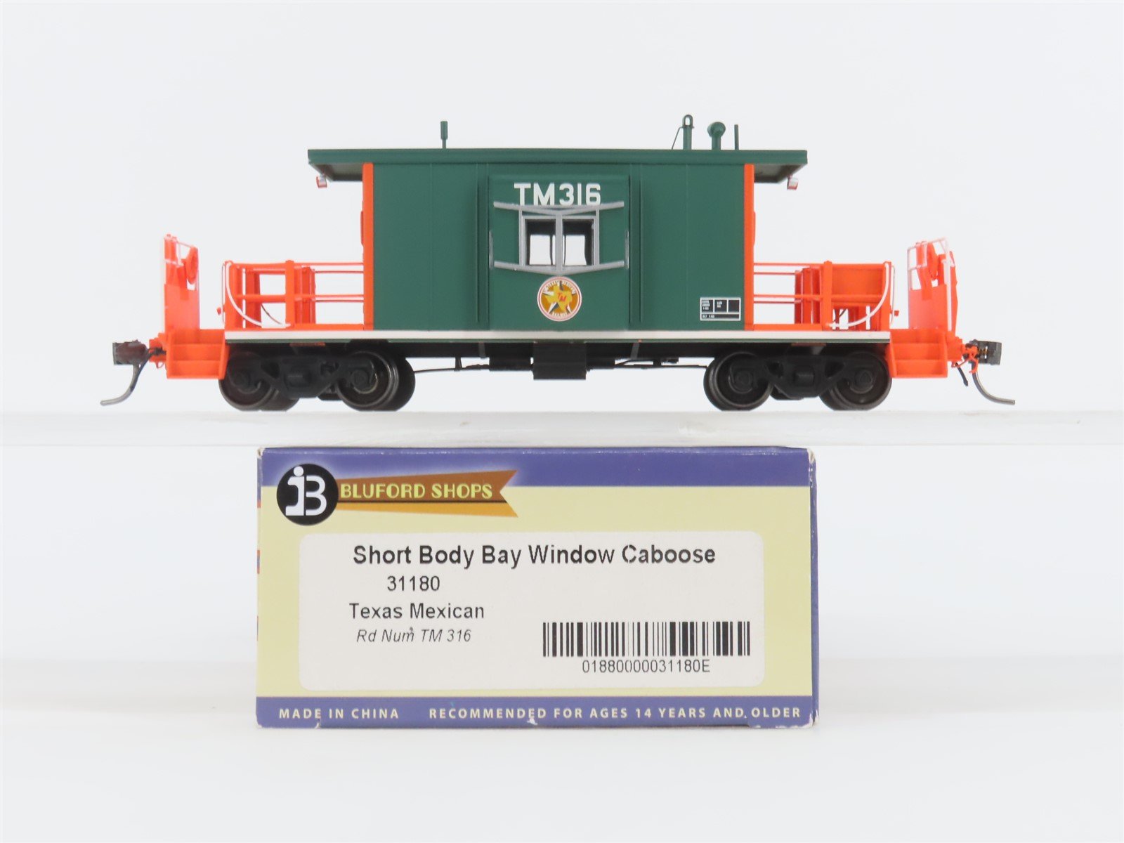 HO Scale Bluford Shops 31180 TM Texas Mexican Short Body Bay Window Caboose #316