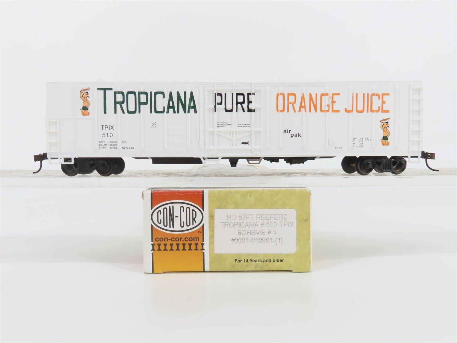 HO Scale Con-Cor 0001-019801-(1) TPIX Tropicana (Scheme #1) 57' Reefer #510