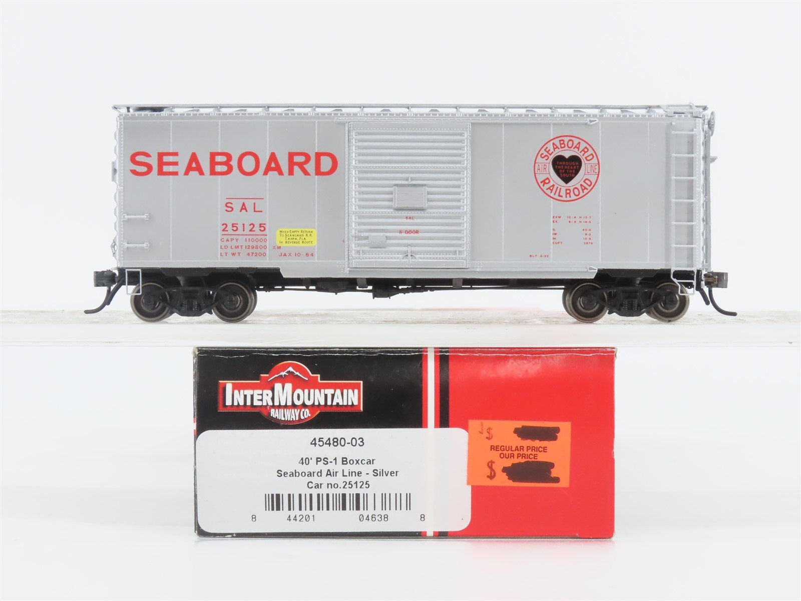 HO Scale InterMountain 45480-03 SAL Seaboard Air Line "Heart" 40' Box Car #25125