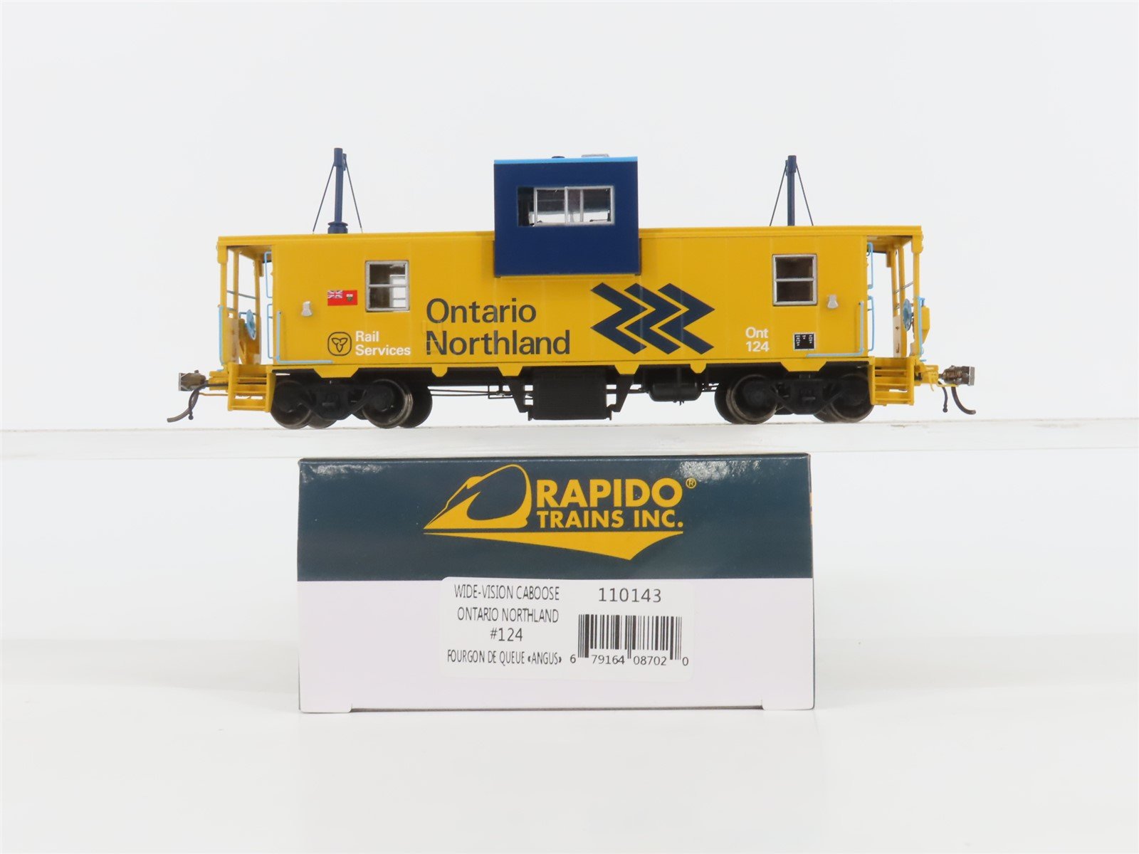 HO Scale Rapido 110143 ONT Ontario Northland Wide Vision Caboose #124