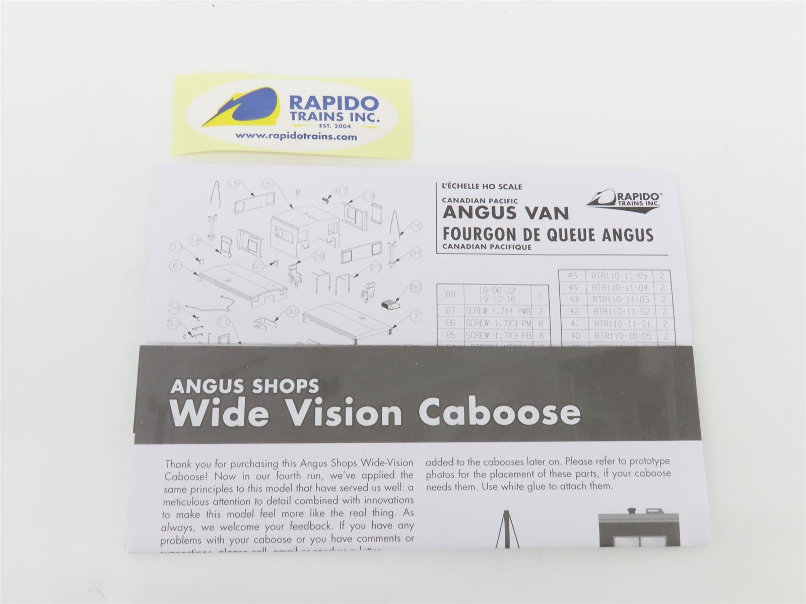 HO Scale Rapido 110139 AC Algoma Central Angus Wide Vision Caboose #9609