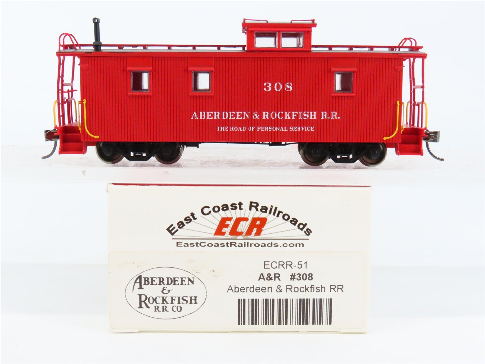 HO Scale East Coast Railroads ECRR-51 A&R Aberdeen & Rockfish 36' Caboose #308