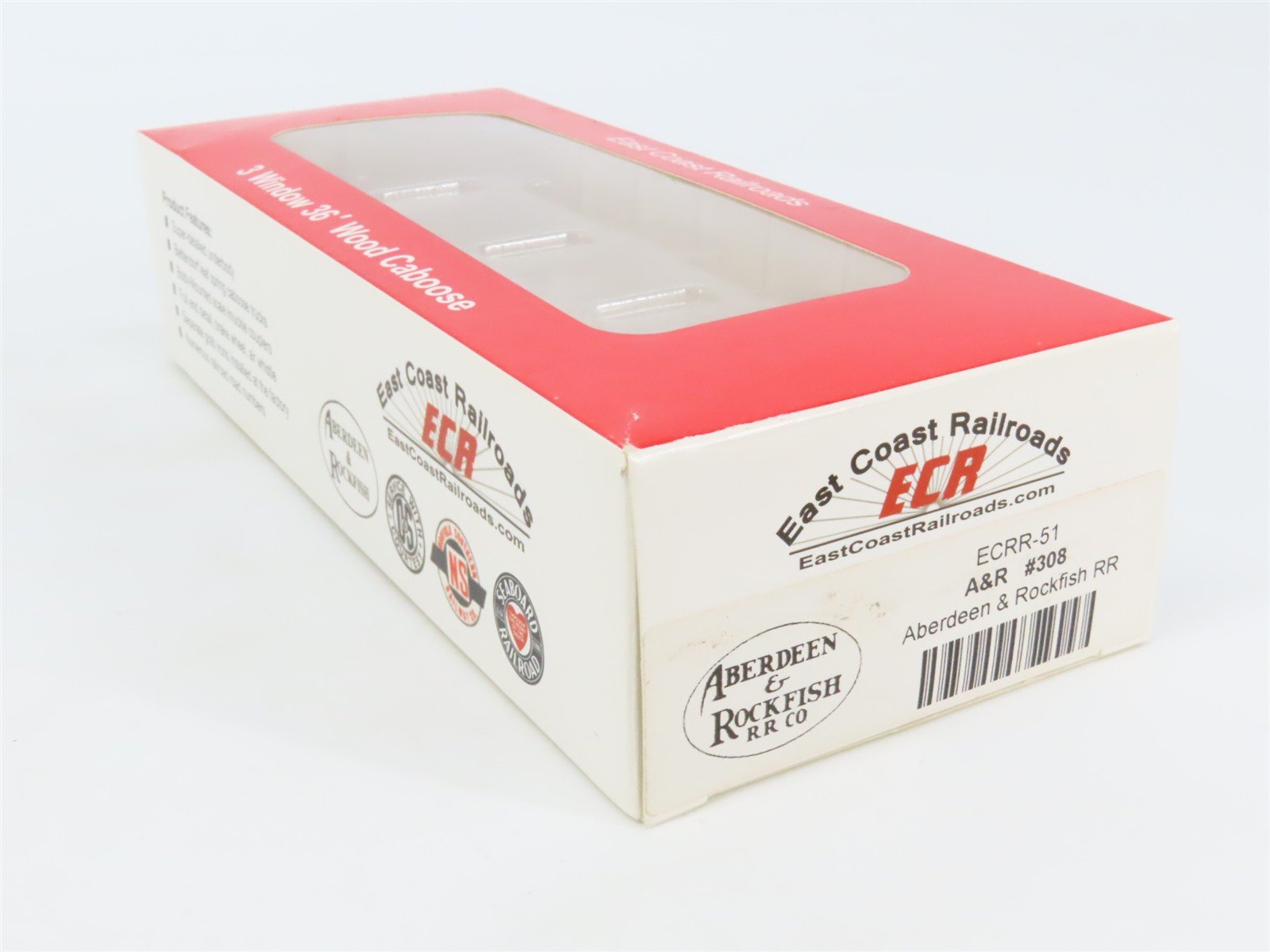 HO Scale East Coast Railroads ECRR-51 A&R Aberdeen & Rockfish 36' Caboose #308