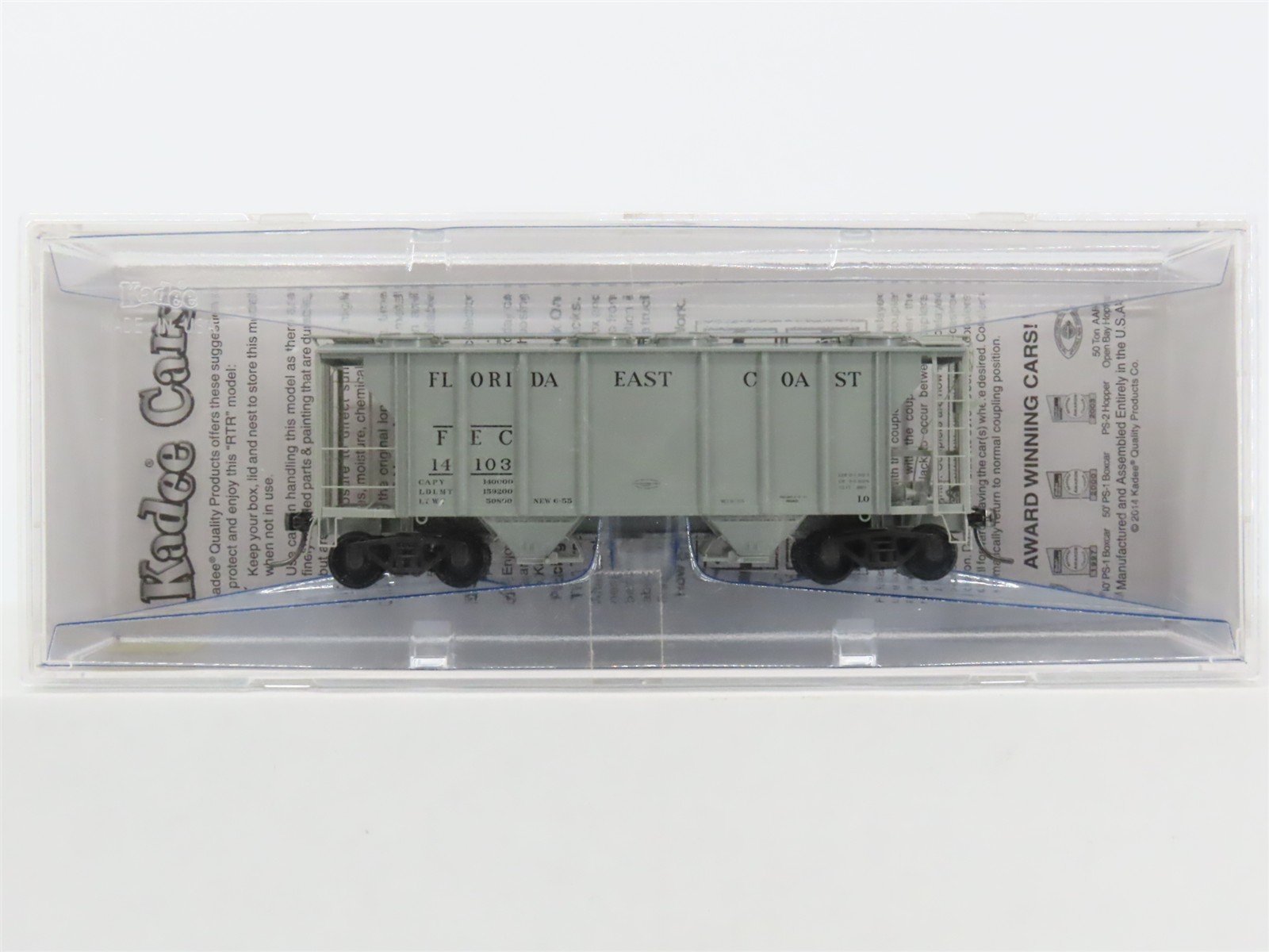 HO Scale Kadee 8652 FEC Florida East Coast 2-Bay Covered Hopper #14103 - Sealed