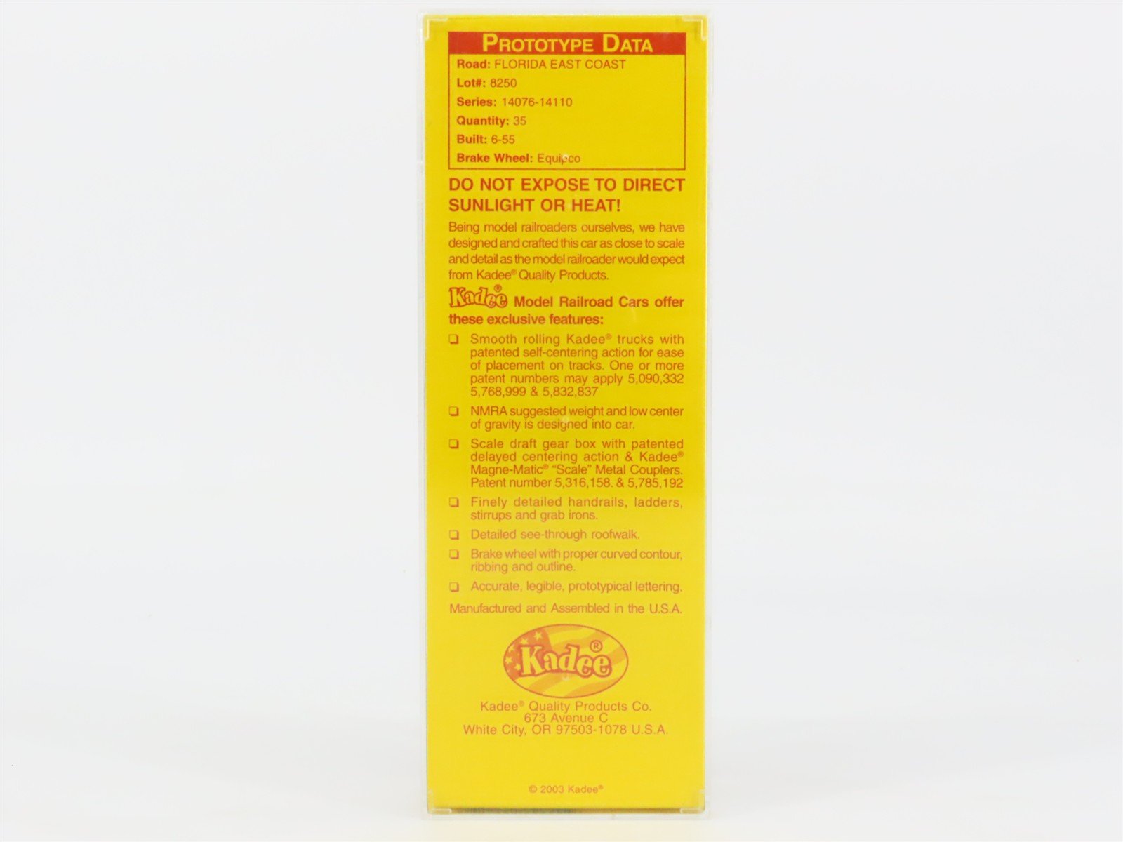HO Scale Kadee 8610 FEC Florida East Coast 2-Bay Covered Hopper #14085 - Sealed