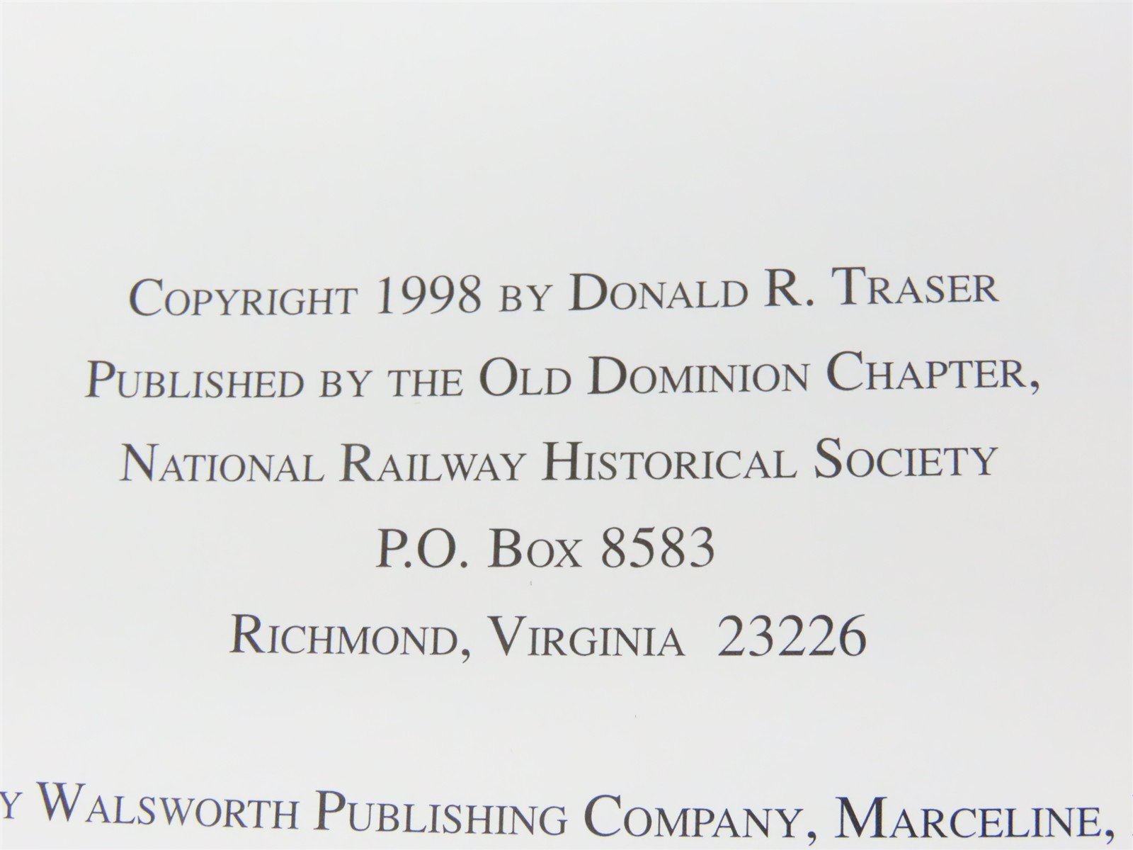 Virginia Railway Depots by Donald R. Traser ©1998 HC Book