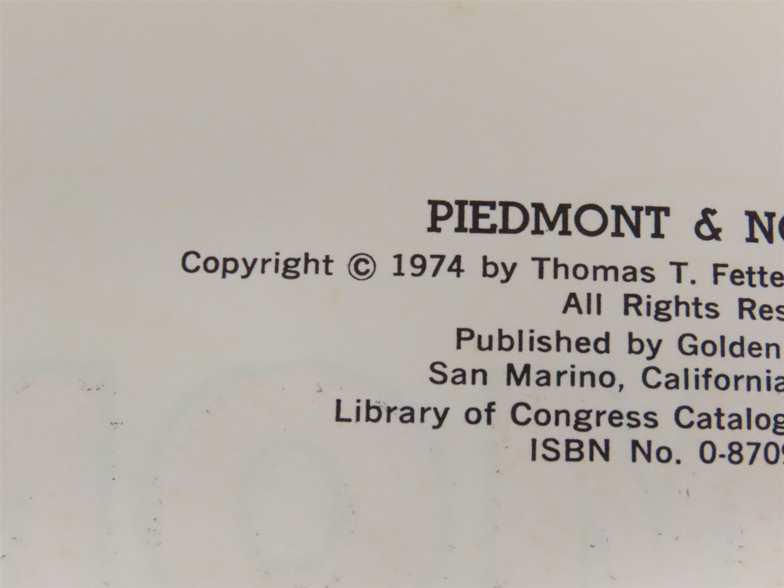Piedmont & Northern by Fetters & Swanson Â©1976 HC Book