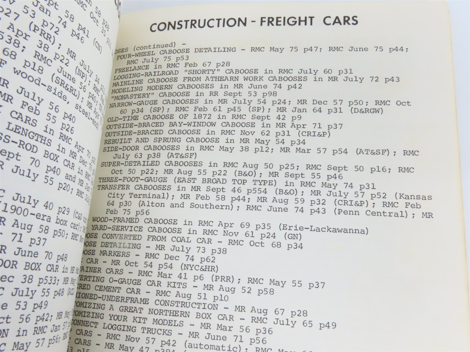 All-Time Index of Magazines - TRAINS, Model Railroader & More Â©1978 2nd Edition