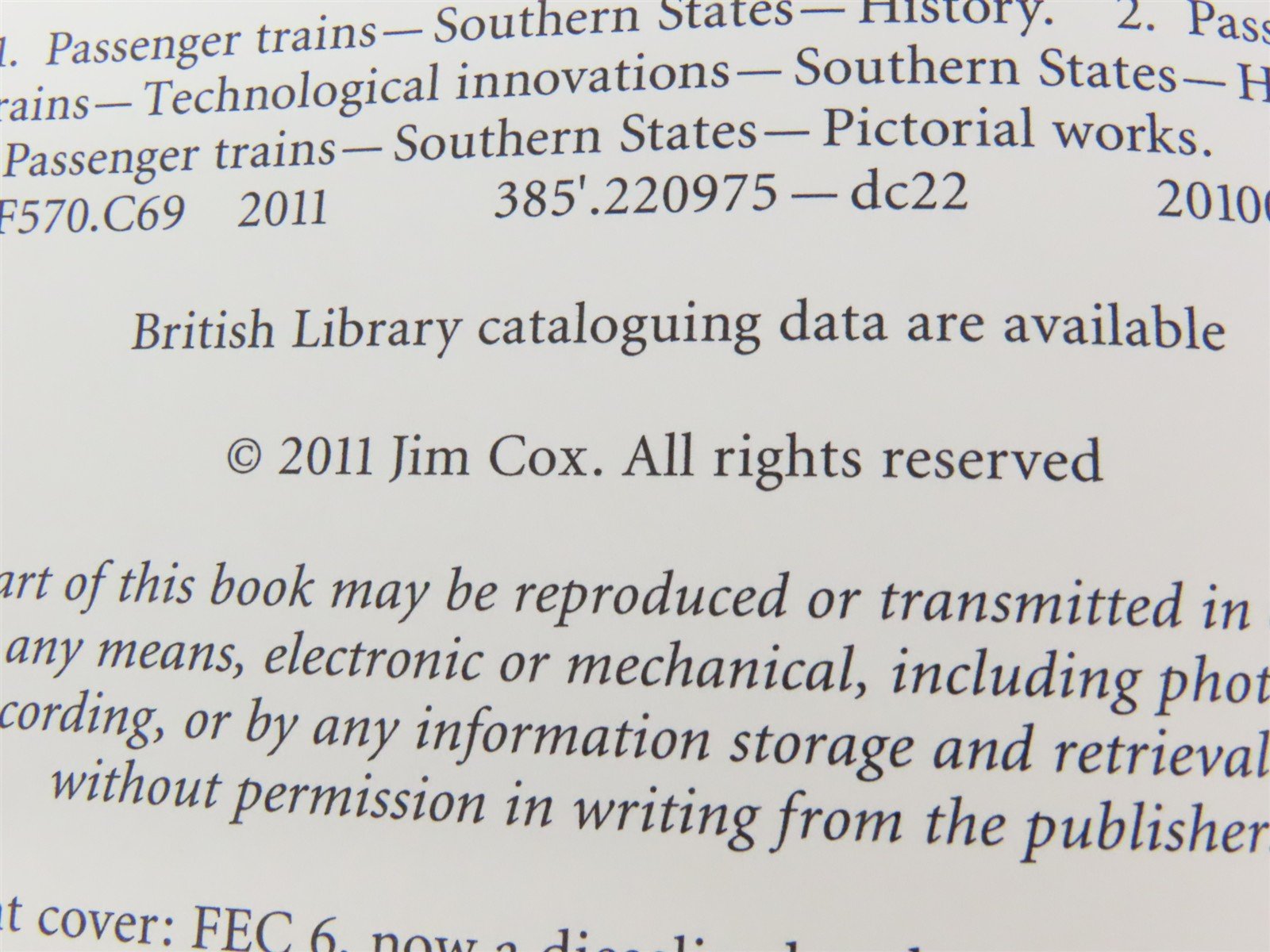 Rails Across Dixie by Jim Cox Â©2011 HC Book