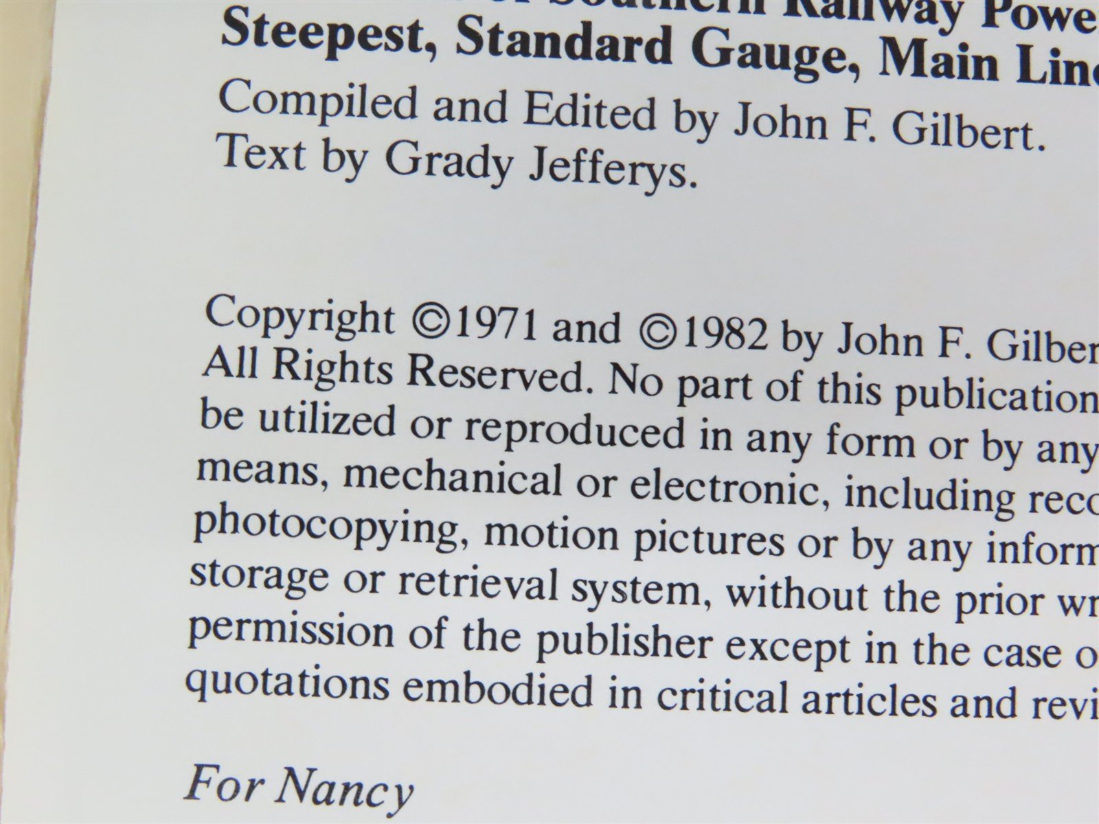 Crossties Over Saluda by John F. Gilbert & Grady Jefferys Â©1982 SC Booklet