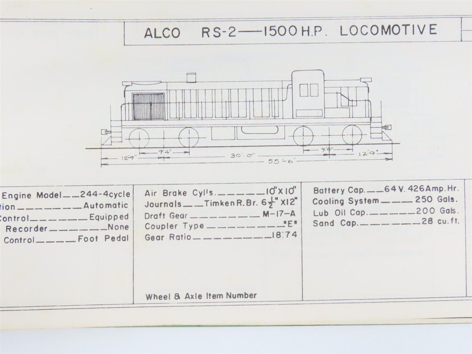 Burlington Northern Diesel Locomotive Data & Diagrams Spiral-Bound Booklet