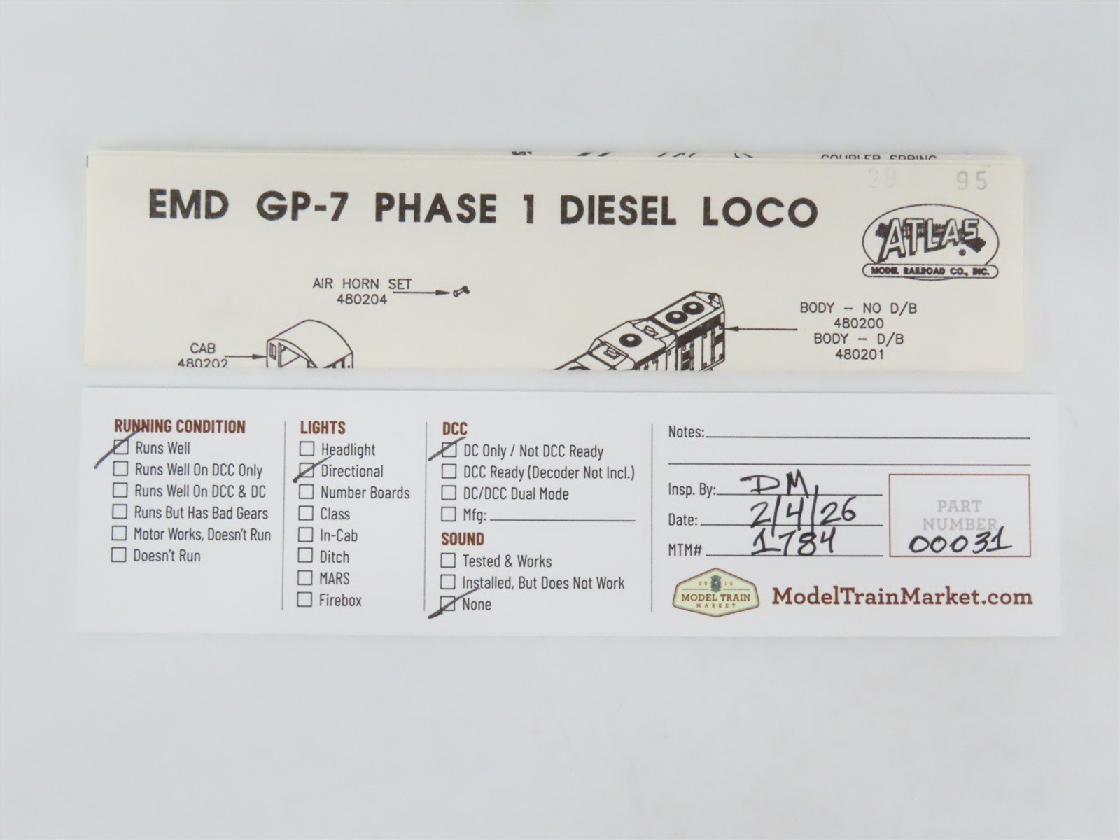 N Atlas 48016 NdeM National Railways of Mexico EMD GP7 Diesel #6603 - Custom