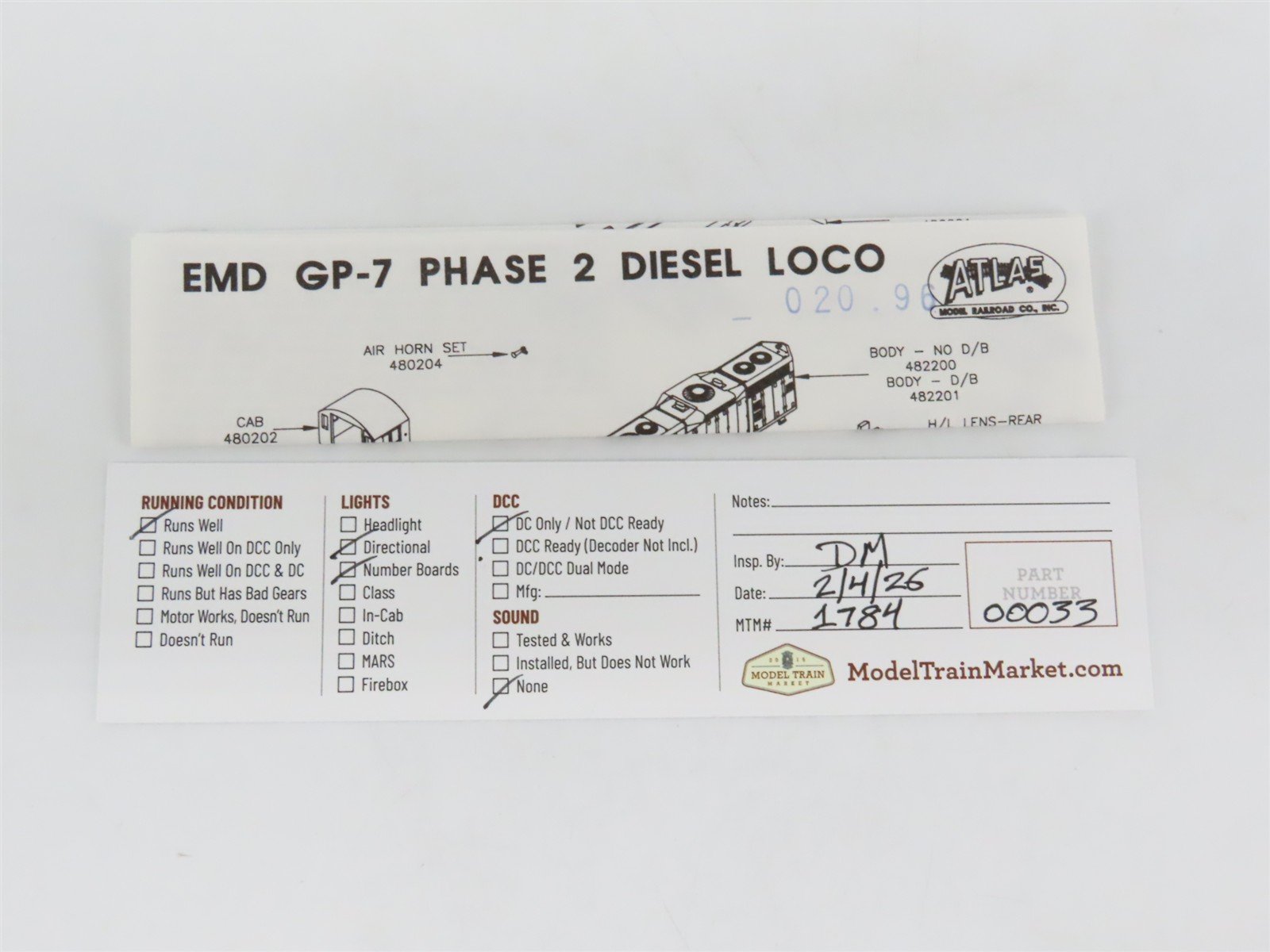 N Scale Atlas 48219 NP Northern Pacific EMD GP7 Ph. 2 Diesel Locomotive #565