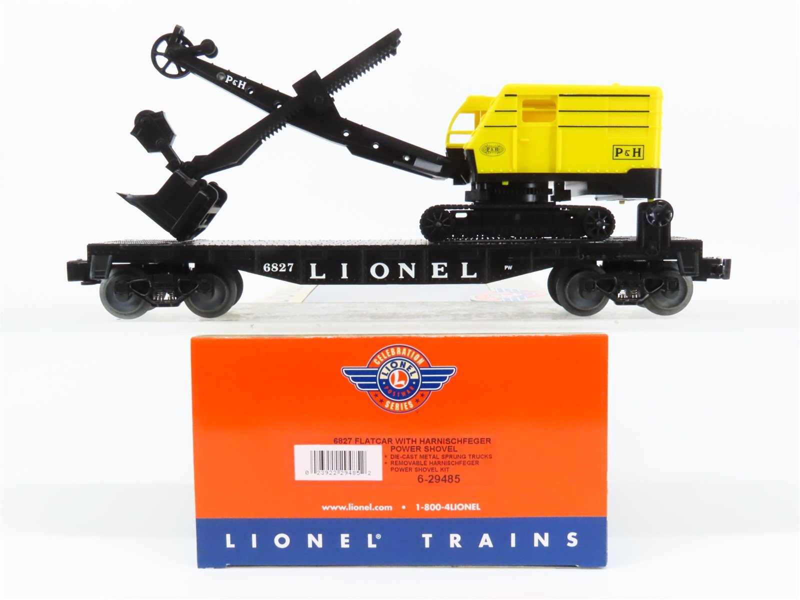 O Gauge 3-Rail Lionel Celebration 6-29485 Flat Car #6827 w/ P&H Power Shovel