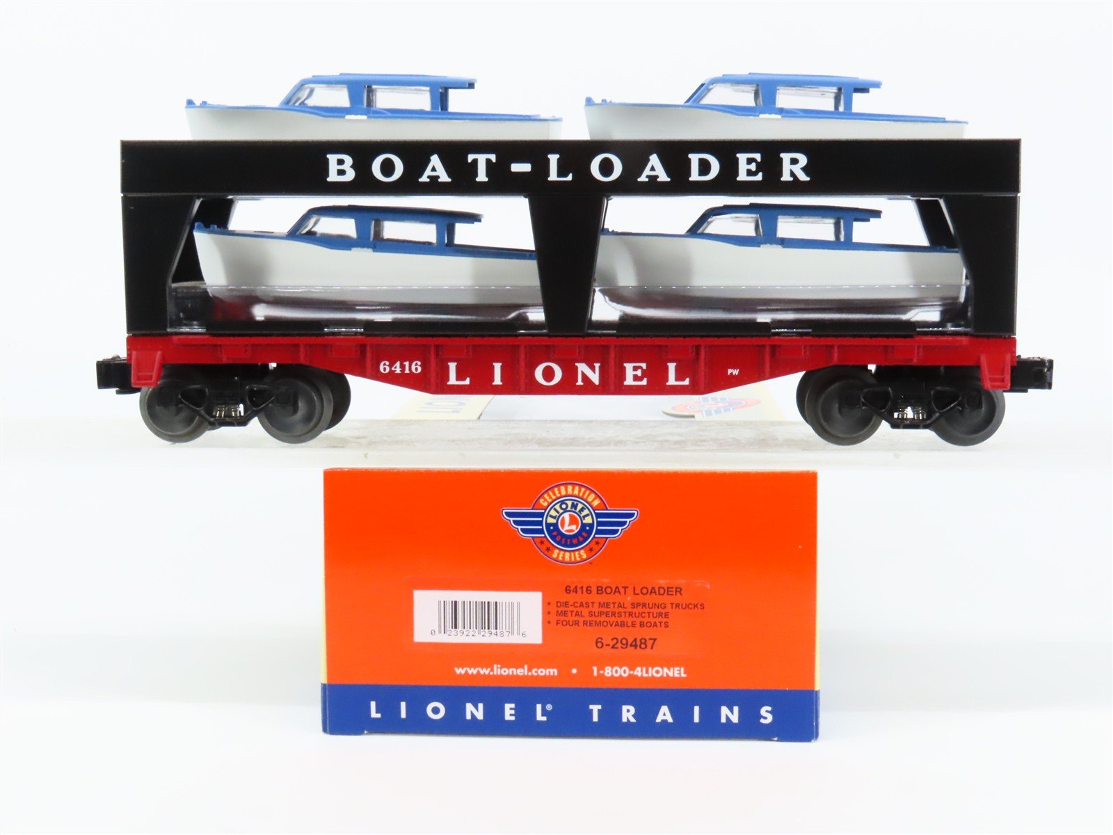 O Gauge 3-Rail Lionel Celebration 6-29487 Boat Loader Car #6416 w/ 4 Boats