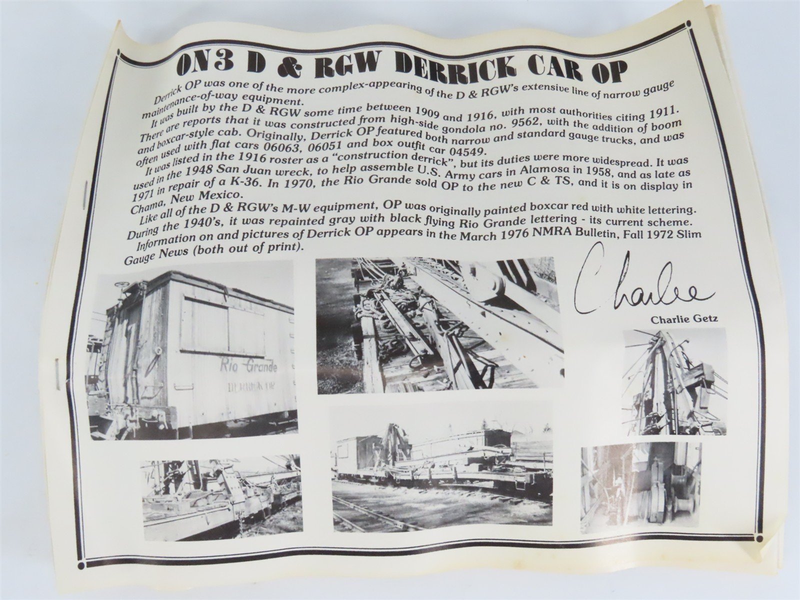 On3 Scale Durango Press Kit DP-77 D&RGW Rio Grande Derrick Car OP