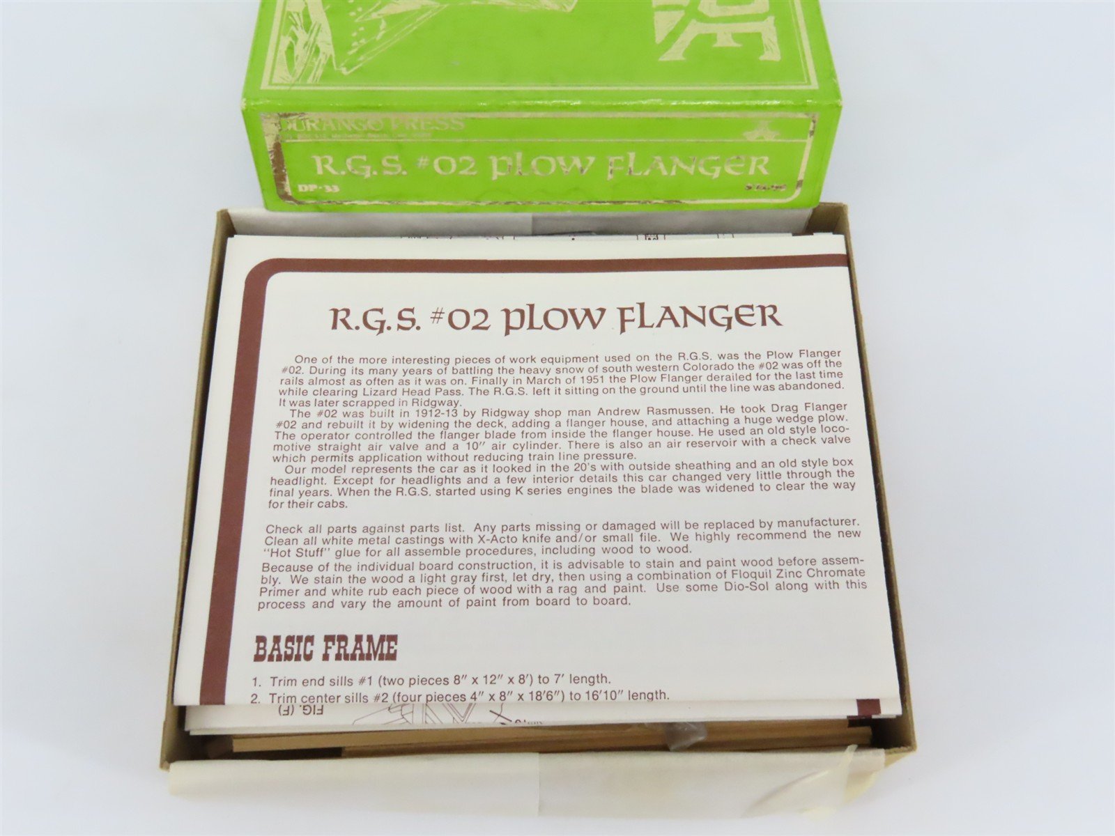 On3 Scale Durango Press Kit DP-33 RGS Rio Grande Southern #02 Plow Flanger