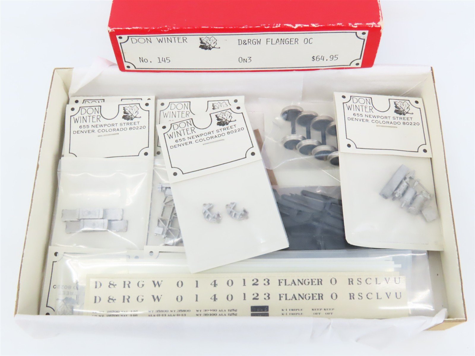 On3 Scale Don Winter Kit 145 D&RGW Rio Grande Flanger OC