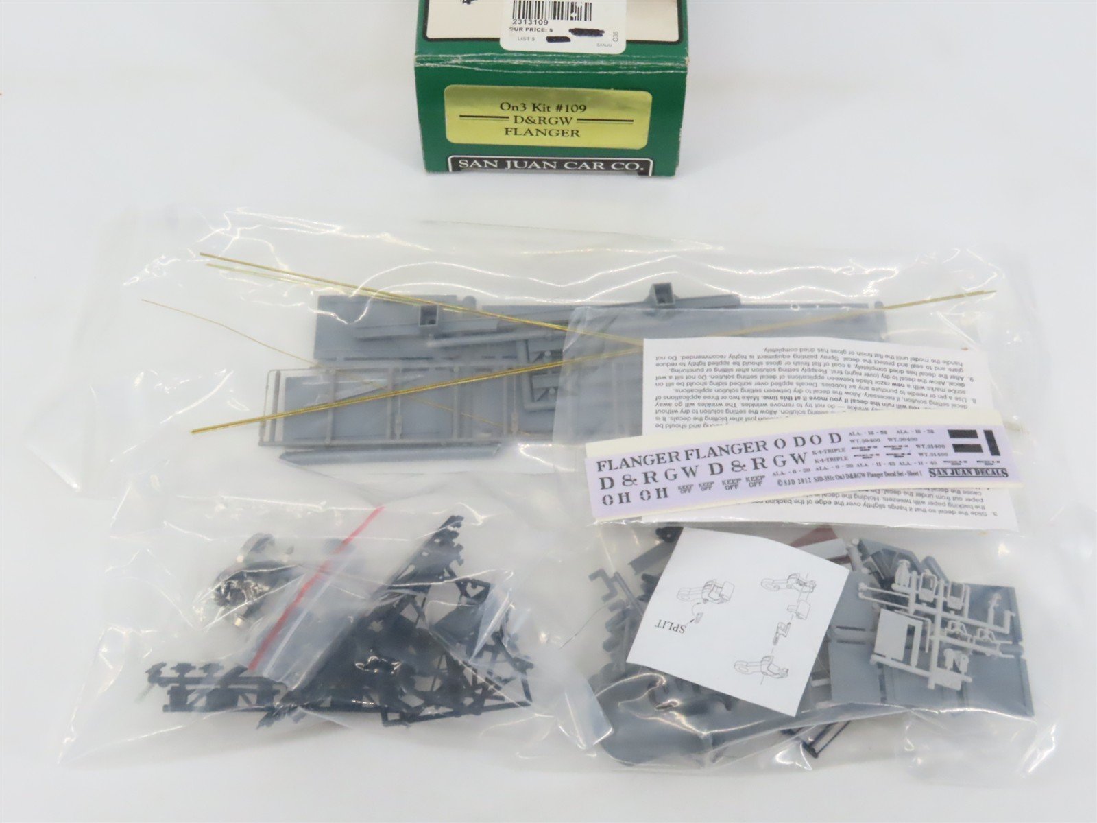 On3 Scale San Juan Car Co. Kit 109 D&RGW Denver & Rio Grande Western Flanger