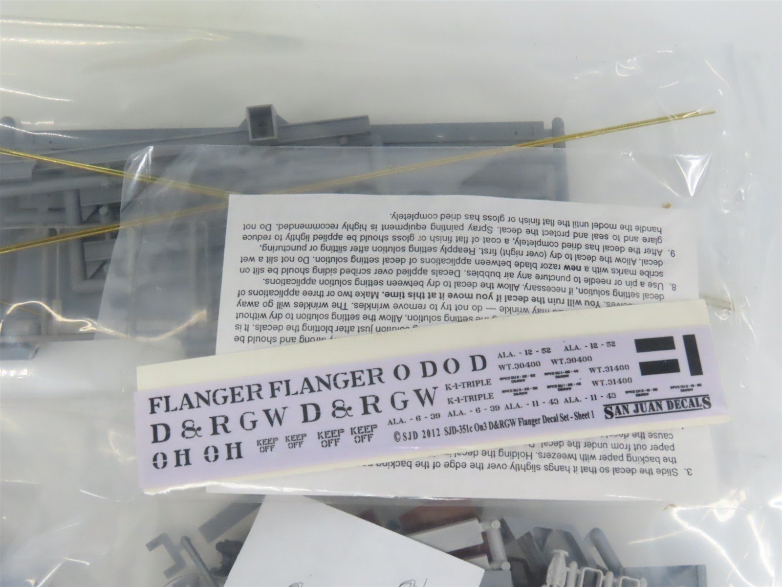 On3 Scale San Juan Car Co. Kit 109 D&RGW Denver & Rio Grande Western Flanger