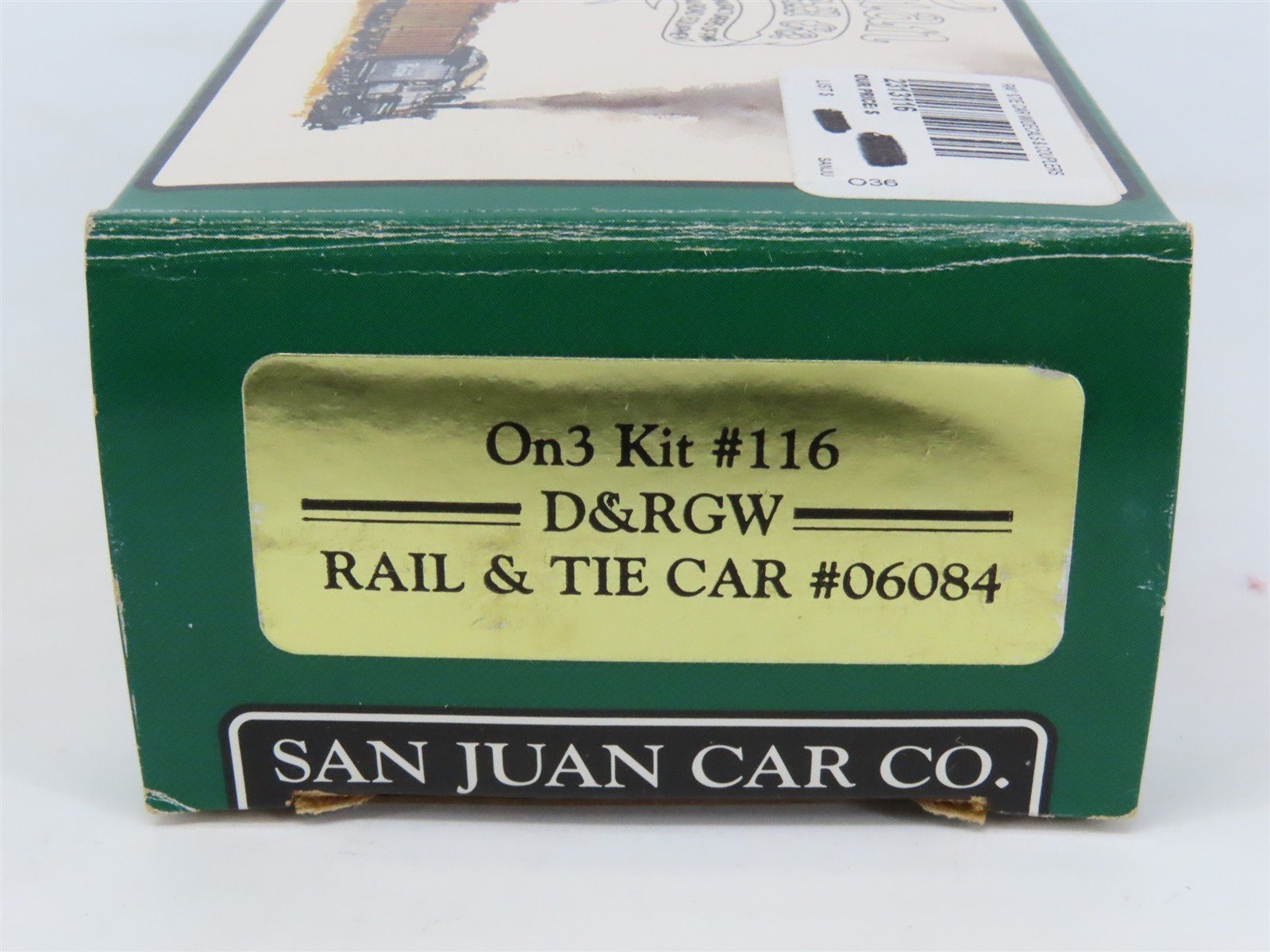On3 Scale San Juan Car Co. Kit 116 D&RGW Rio Grande Rail & Tie Car #06084